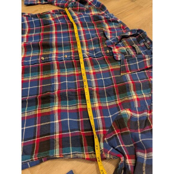 Van Heusen Winterweights Men’s 2XL Plaid Flannel Shirt Blue Red Long Sleeve - Picture 3 of 8